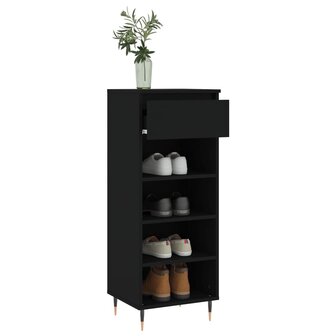 Schoenenkast 40x36x105 cm bewerkt hout zwart 4