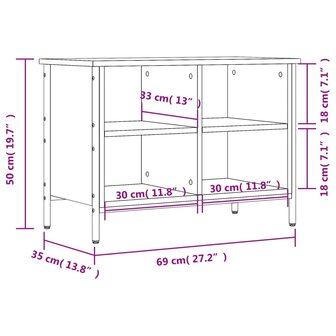 Schoenenkast 69x35x50 cm bewerkt hout grijs sonoma eikenkleurig 9