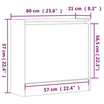 Schoenenkast 60x21x57 cm bewerkt hout betongrijs 9