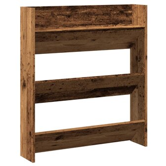 Wandschoenenkast 80x18x90 cm bewerkt hout oud houtkleurig 2