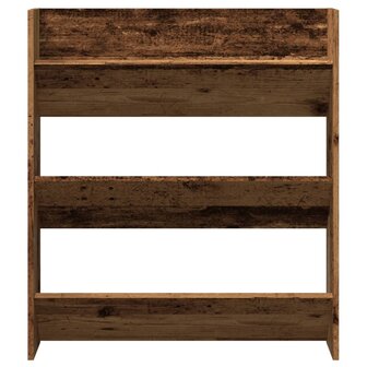 Wandschoenenkast 80x18x90 cm bewerkt hout oud houtkleurig 4