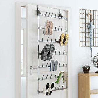 Schoenenrek hangend 66x13x139 cm zilverkleurig 1