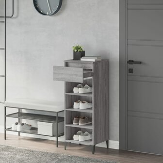 Schoenenrek 40x36x105 cm bewerkt hout grijs sonoma eikenkleurig 3
