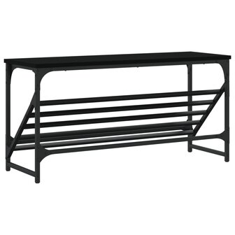 Schoenenrek 90x30x45 cm bewerkt hout zwart 6