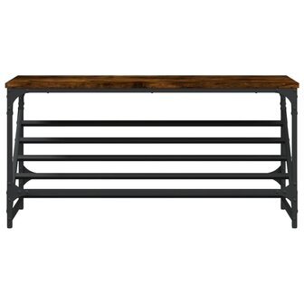 Schoenenrek 90x30x45 cm bewerkt hout gerookt eikenkleurig 4