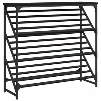 Schoenenrek 90x30x85 cm bewerkt hout zwart 2