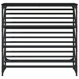 Schoenenrek 90x30x85 cm bewerkt hout zwart 4