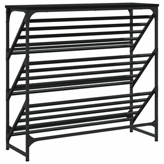 Schoenenrek 90x30x85 cm bewerkt hout zwart 6
