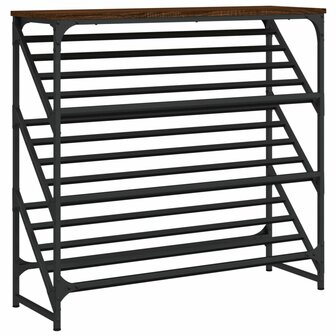 Schoenenrek 90x30x85 cm bewerkt hout bruin eikenkleur 2