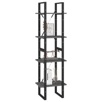 Boekenkast met 4 schappen 40x30x140 cm massief grenenhout grijs 4
