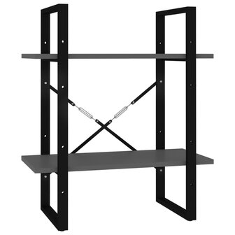 Boekenkast met 2 schappen 60x30x70 cm bewerkt hout grijs 2