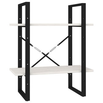 Boekenkast met 2 schappen 40x30x70 cm massief grenenhout wit 2