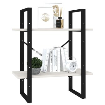 Boekenkast met 2 schappen 40x30x70 cm massief grenenhout wit 4