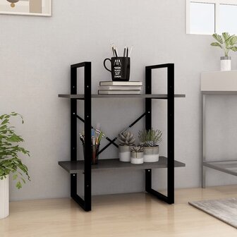 Boekenkast met 2 schappen 60x30x70 cm massief grenenhout grijs 1