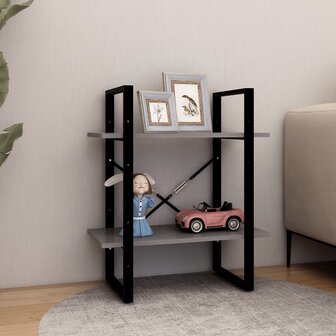 Boekenkast met 2 schappen 60x30x70 cm massief grenenhout grijs 3