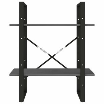 Boekenkast met 2 schappen 60x30x70 cm massief grenenhout grijs 5