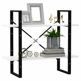 Boekenkast met 2 schappen 80x30x70 cm spaanplaat wit 3