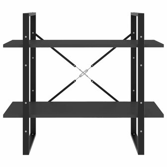 Boekenkast met 2 schappen 80x30x70 cm spaanplaat grijs 4