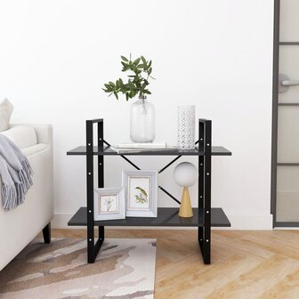 Boekenkast met 2 schappen 80x30x70 cm spaanplaat grijs 6