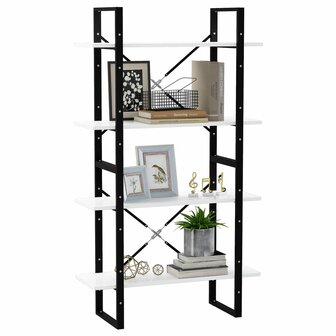 Boekenkast met 4 schappen 80x30x140 cm spaanplaat wit 4