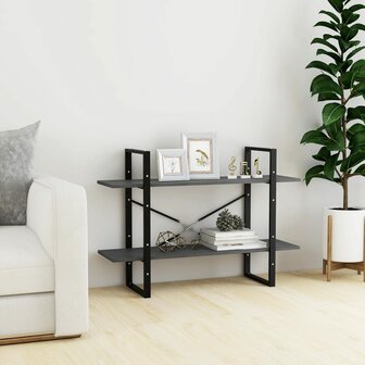 Boekenkast met 2 schappen 100x30x70 cm massief grenenhout grijs 1