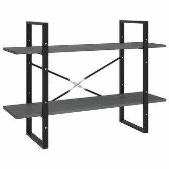 Boekenkast met 2 schappen 100x30x70 cm massief grenenhout grijs 2