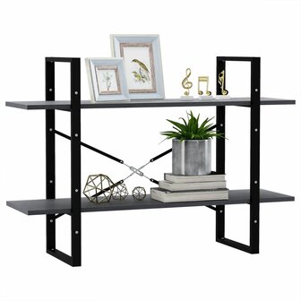 Boekenkast met 2 schappen 100x30x70 cm massief grenenhout grijs 4