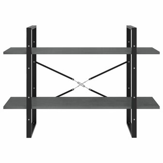 Boekenkast met 2 schappen 100x30x70 cm massief grenenhout grijs 5