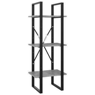 Boekenkast met 3 schappen 40x30x105 cm bewerkt hout betongrijs 2