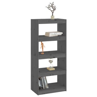 Boekenkast/kamerscherm 60x30x135,5 cm massief grenenhout grijs 4