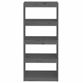 Boekenkast/kamerscherm 60x30x135,5 cm massief grenenhout grijs 5