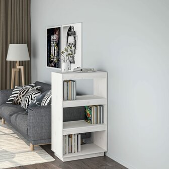 Boekenkast/kamerscherm 60x35x103 cm massief grenenhout wit 1