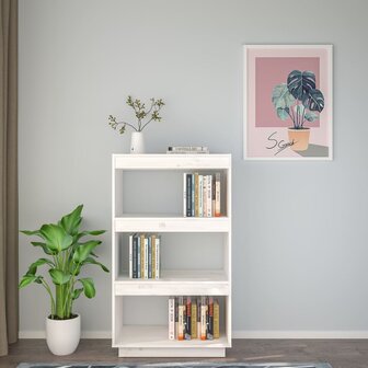 Boekenkast/kamerscherm 60x35x103 cm massief grenenhout wit 3