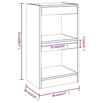 Boekenkast/kamerscherm 40x30x72 cm gerookt eikenkleurig 7