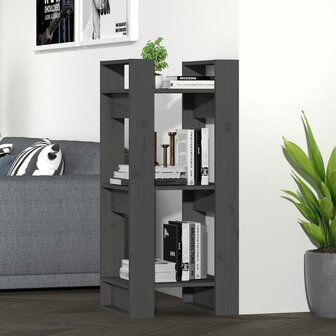 Boekenkast/kamerscherm 41x35x91 cm massief grenenhout grijs 1