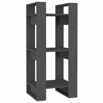 Boekenkast/kamerscherm 41x35x91 cm massief grenenhout grijs 2