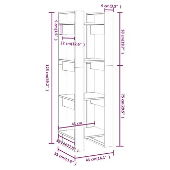Boekenkast / kamerscherm 41x35x125 cm massief grenenhout 8
