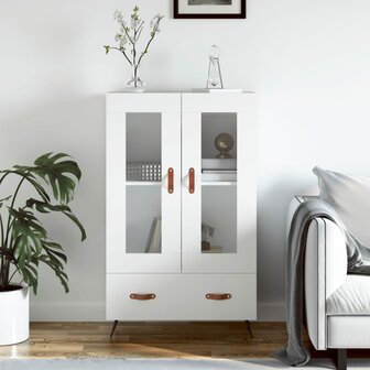 Hoge kast 69,5x31x115 cm bewerkt hout wit 1