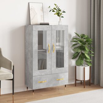 Hoge kast 69,5x31x115 cm bewerkt hout betongrijs 1