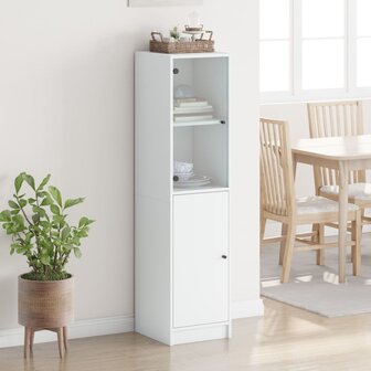 Hoge kast met glazen deur 35x37x142 cm wit 3