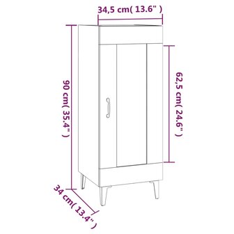 Dressoir 34,5x34x90 cm bewerkt hout betongrijs 9