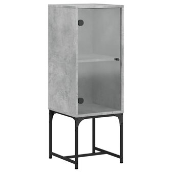 Bijzetkast met glazen deur 35x37x100 cm betongrijs 2