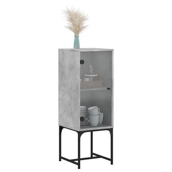 Bijzetkast met glazen deur 35x37x100 cm betongrijs 4