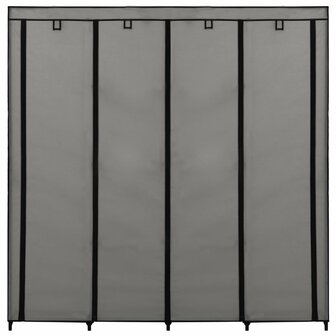 Kledingkast met 4 vakken 175x45x170 cm grijs 4
