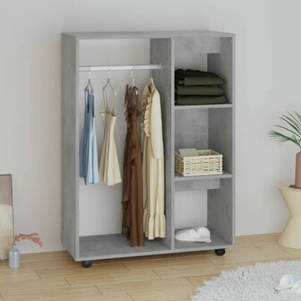 Kledingkast 80x40x110 cm bewerkt hout betongrijs 3