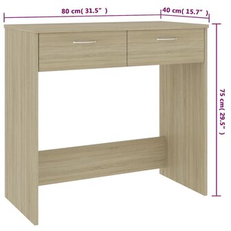 Bureau 80x40x75 cm bewerkt hout sonoma eikenkleurig 6