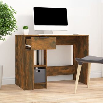 Bureau 100x50x75 cm bewerkt hout gerookt eikenkleurig 3