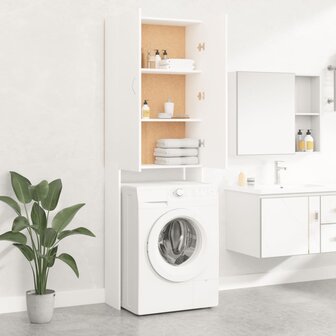 Wasmachinekast 64x25,5x190 cm wit 7