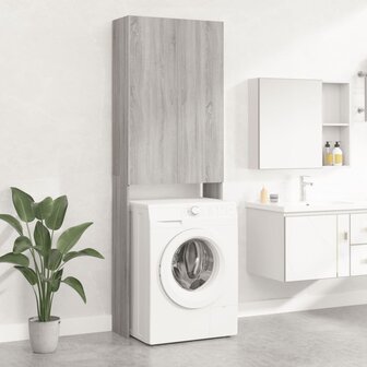 Wasmachinekast 64x25,5x190 cm grijs sonoma eikenkleurig 1