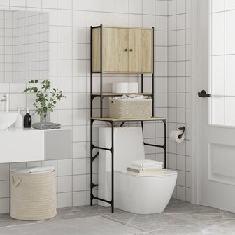 Wasmachinekast 68x48,5x194 cm sonoma eikenkleurig 4